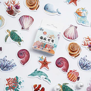 46pcs PVC Creative Cartoon Cute Underwater World Marine Life Collage Padrões Ricos Em Diários Estudantis De Bricolage , Copos , Laptops , Livros De Recortes , Presentes , Adesivos Para Decoração