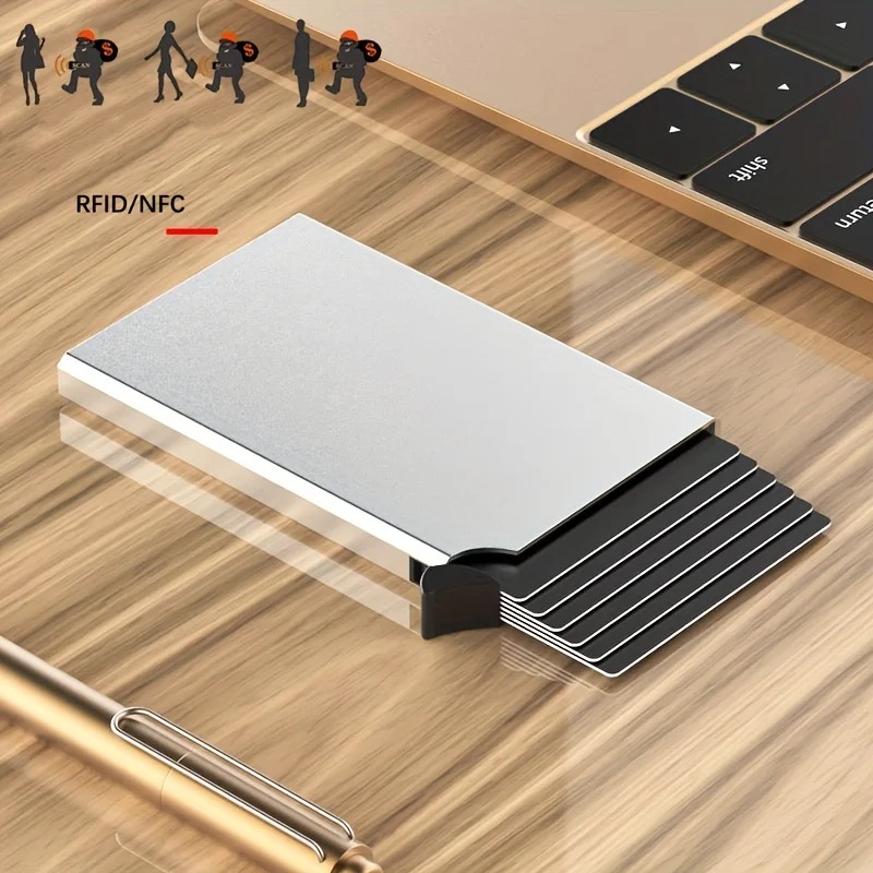 Porta-Cartões De Crédito De Alumínio Para Homens , Identificação RFID Carteira Masculina Mini Pacote De Metálica