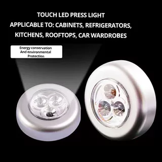 2pcs Lâmpada De Toque Redonda Criativa 3led Hand Pressing Light Car Night Noite Pequena Cabeceira Colar Roupa De Cama Leitura Lig