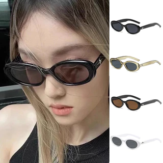 Y2K Moda Coreana Doce Óculos De Sol Picantes E Para Mulheres Homens Premium Retro Oval Europa América Sombra Cor-De-Rosa A Laser Pequena Moldura Estrela Decorativos