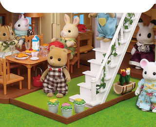[Estoque Pronto para Venda a Quente] Famílias Silvânicas da Família Floresta Móveis Móveis Coelho Animal Doll Villa Set Toy House Wine Doll Doll Birthday Gift