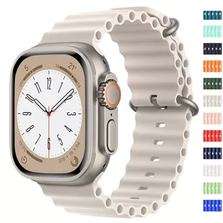 Faixa Esportiva De silicone Oceânica Compatível Com O Relógio Apple Ultra 2 49mm 44mm 45mm 40mm 41mm 42mm 38mm Série iWatch 9 8 7 6 5 4 3 se