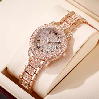 Relógio Feminino De Alta Qualidade Com Diamante Para Estudantes Britânicas De Relógios Rosa Ouro Padrão Romano Completo De Mulheres Por Atacado