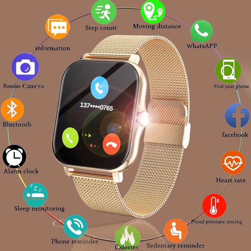 Relógio Smart Watch Full Touch Color Fitness Tracker Bluetooth Chamada Smartwatch Feminino Para Homens Mulheres