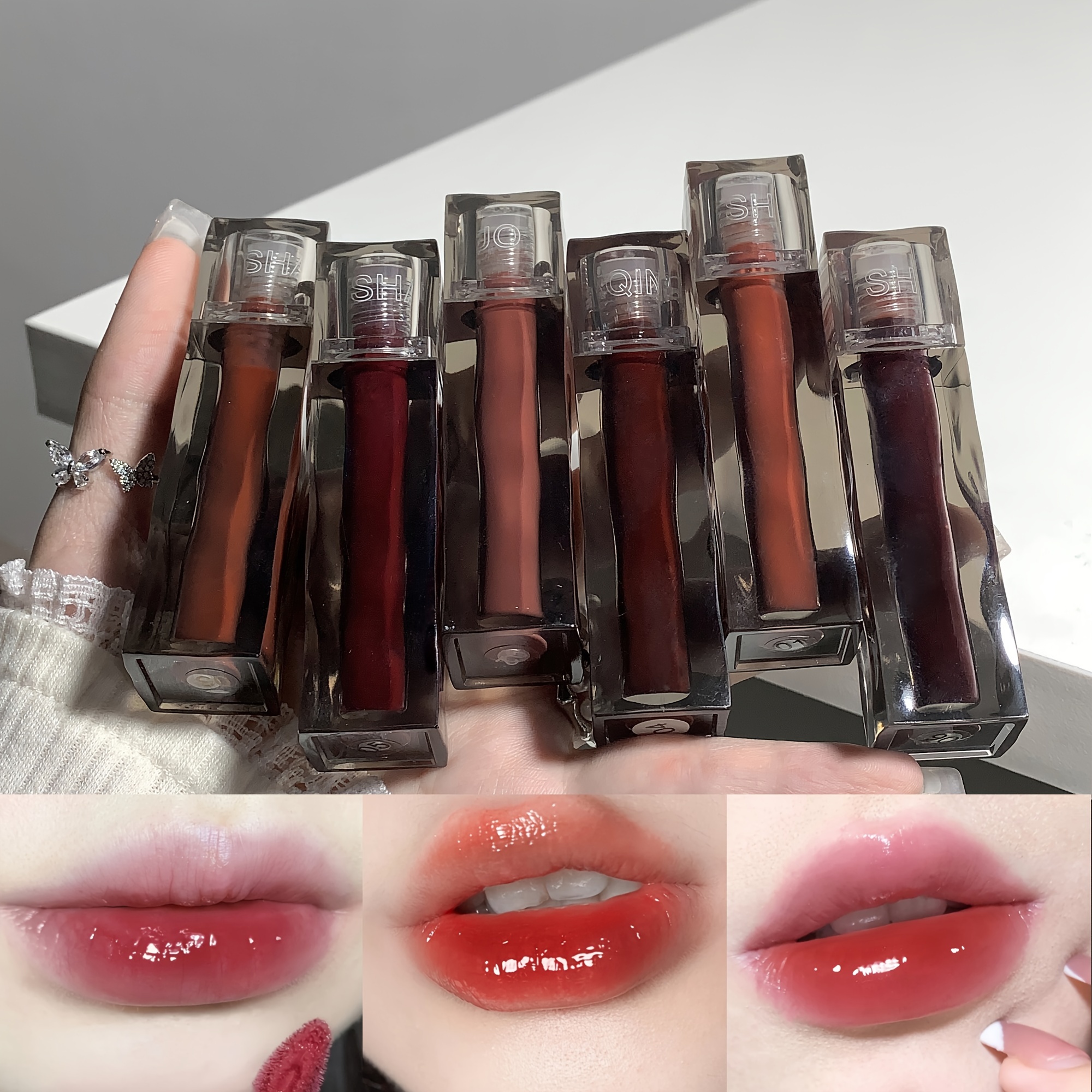 Água Brilho Hidratante Espelho Batom Menina Vidro Barato Labial Antiaderente Copo Plumping Acabamento Orvalho Bálsamo Colorido Presentes Do Dia Dos Namorados