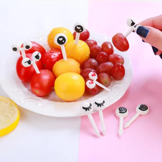 6 /10pcs Olhos Bonitos Bento Stick Mini Bastão de Frutas Bastão de Frutas para Crianças
