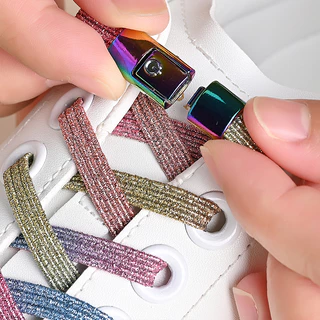 1 Par Par Par Elástico Perolado Desligado Elástico Desligado Interruptor de Calçado Fivela Preguiçoso Calçado Colorido Calçado de Moda Adequado para Tênis Casual