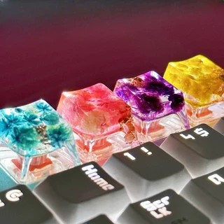 1 Peça Chaveiro Personalizado Colorido com Chaveiro de Flores Alto Transparente Gypsophila Cross Axis Keycap