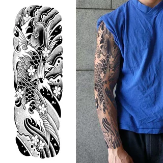 Viagem de peixe, Adesivos de tatuagem de uma semana à prova d'água de longa duração para duas semanas, Adesivos de tatuagem temporária de cor semipermanente, Simulação de tatuagem falsa não reflexiva
