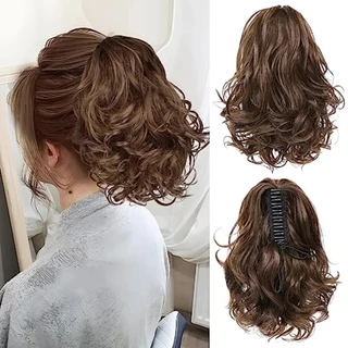 Moda Curta Onda Estilo Grip Ponytail Sintético Extensão Capilar Cabeleira De Fibra Natural Acessórios