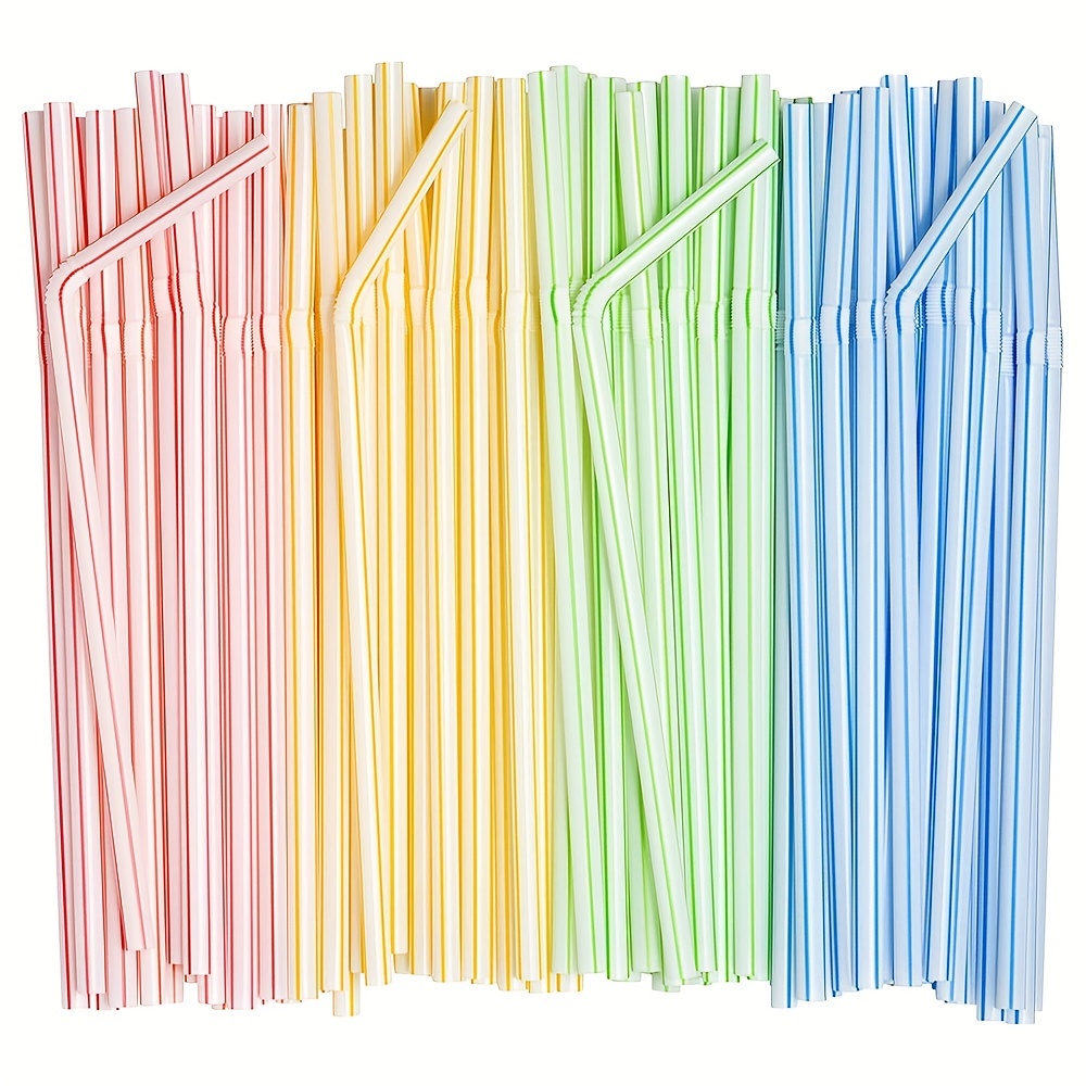 100pcs /500pcs Barra plástica descartável de cor dobrável Palha plástica