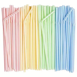 100pcs /500pcs Barra plástica descartável de cor dobrável Palha plástica