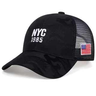 Unisex Black Camouflage NYC 1985 Side American Flag Bordado Com Bandeira Americana Ajustável Chapéu De Baseball De Primavera Verão Chapéus De Lazer Ao Ar Livre Acessórios De Viagem Para Mulheres Homens