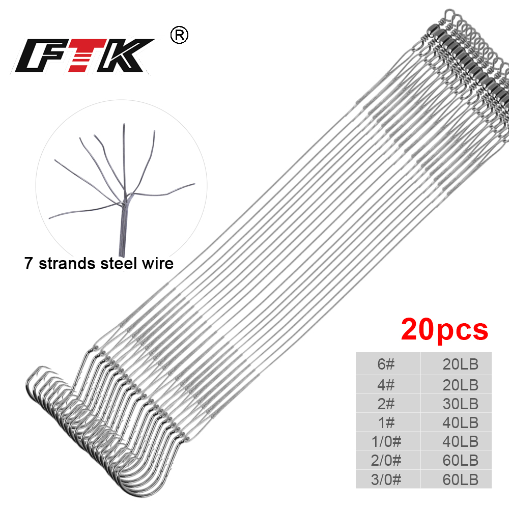 FTK 20 pcs/bag 16cm/23cm Linha De Aço Giratória Com Anzóis