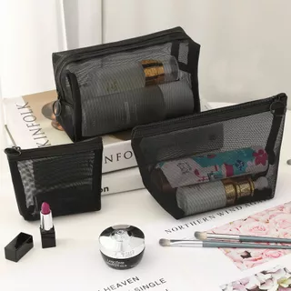 Bolsa Para Moedas De Nylon De Malha Quadrada Grande Capacidade Bolso Transparente Cosméticos Mini