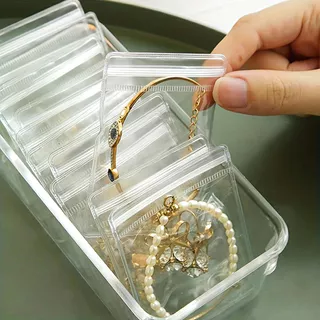 Saco de 20 Peças Saco Portátil Antioxidante Pequeno Saco de Armazenamento de Jóias Transparente Saco de Armazenamento de Jóias Colar Pulseira Saco de Expositor de Anel