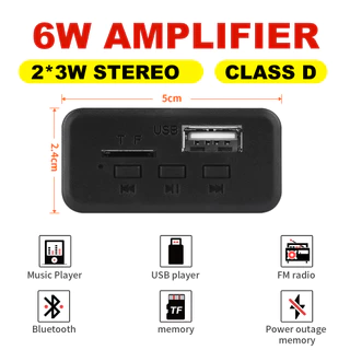 Placa Decodificadora MP3 Amplificadora DC 5V 6W 2 * 3W Bluetooth 5.0 Módulo USB FM AUX Rádio Chamada Mãos-Livres Para Alto-Falante De Carro