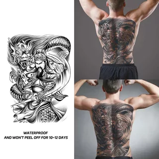 Dragon Guan Yu Full Back Long-Lasting Waterproof Uma Semana a Duas Semanas Autocolantes de Tatuagem Semi-Permanente Autocolantes de Tatuagem Temporários Simulação de Tatuagem Não-Reflexiva