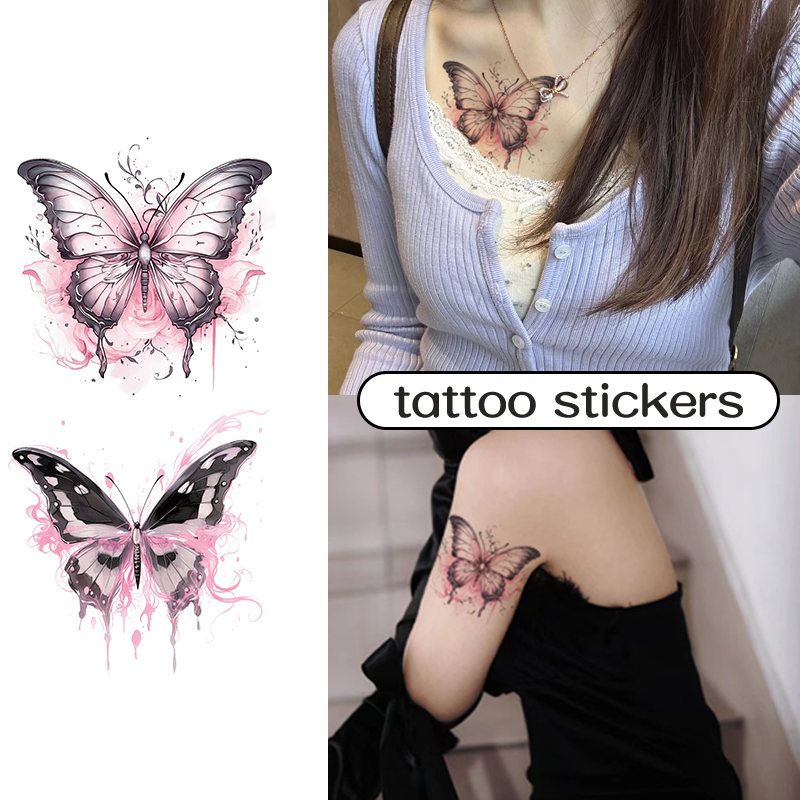Tatuagem Falsa à Prova d'Água de Cor Borboleta com Alta Duração para Braço Feminino Dopamina