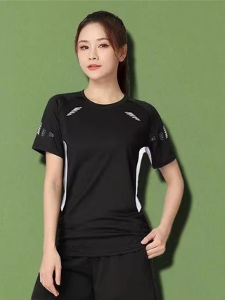 Camiseta Feminina De Manga Curta Solta De Secagem Rápida Para Treinamento De Corrida Respirável
