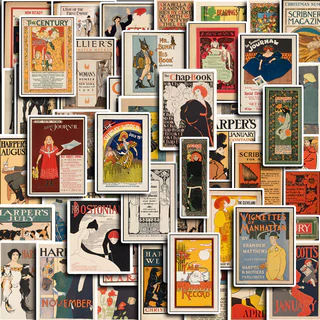 50pcs Retro Pôsteres De Arte Antiga Autocolantes Diy Computer Laptop Washi Scrapbooking Artesanato Papelaria