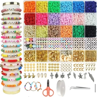 Conjunto De 4350pcs Peças De Tubos De Argila Polimérica Para Jóias Fazendo Bijuterias Pulseiras De Moda Feitas À Mão Colar De Bijuteria Suprimentos Artes