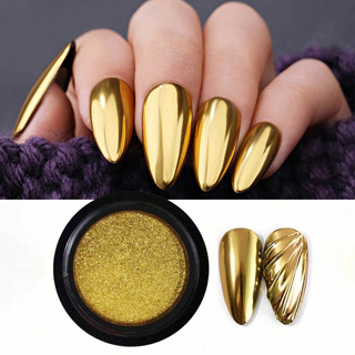 1Pc Pó Cromado De Unhas , Efeito Espelho Glitter Arte Altamente Pigmentado Holográfico Metálico Maquiagem Em Com Esponja Aplicadores