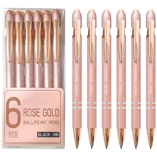 Tela sensível ao toque, 6 Pacotes Caneta de Inspiração Rose Gold, Caneta esferográfica de ponta média de 1,0mm, Caneta Fofa Enfermeira Suprimentos de Escritório para Mulheres (Motivação, 6 Peças Rose Gold)