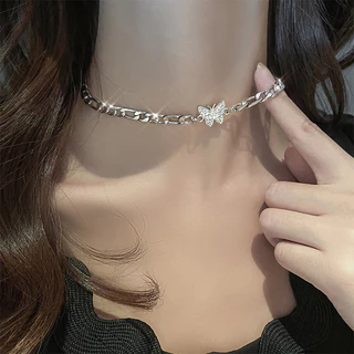 Colar de Borboleta de Aço Titânio Estilo Luxo Clavícula 1pc
