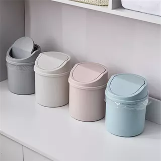 Lata de Lixo de Plástico Simples Lata de Lixo de Secretária Tipo Empurrão Doméstico Diversos com Mini Cômoda de Tampa