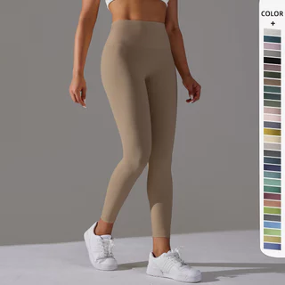 Calças De Ioga Nuas E Amigas Da Pele Para Mulheres Sem Linhas De Cintura Alta , leggings Levantamento De Nádegas , fitness Elástico Cortadas Esportivas