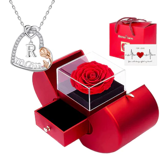 Um Colar de Senhoras Colar Zircon Colar e Caixa de Presente de Maçã Vermelha Caixa de Presente de Moda Pingente Dia das Mães O Presente Perfeito para A Mãe Colar em Forma de Coração Adequado para Férias de Festa Várias Ocasiões Vestir Jóias Colar Gravado 