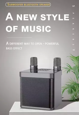Microfone Duplo Karaokê Alto-Falante Bluetooth Ao Ar Livre KTV Festa Em Casa Acampamento Pronto Portátil Integrado