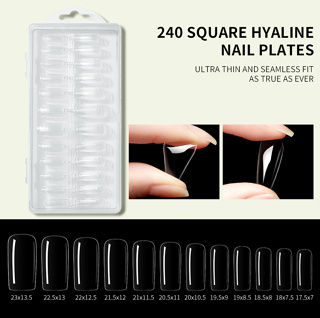240Pcs Formas De Pregos Quadrados Reutilizáveis Para Acrílicos Limpar Moldes De Arte Falsos , Extensão Com Balança , Ferramenta