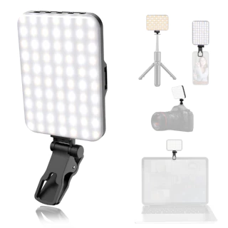 60 Led Selfie Light Clip On Recarregável 2200Mah, 3 Modos de Luz para Câmera de Telefone e Webcam