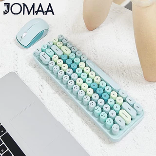 Jomaa & MOFII 2.4G Kit de teclado e Mouse sem fio Teclado colorido e Kit de teclado Multi-dispositivo para Mouse Compatível com notebook de mesa