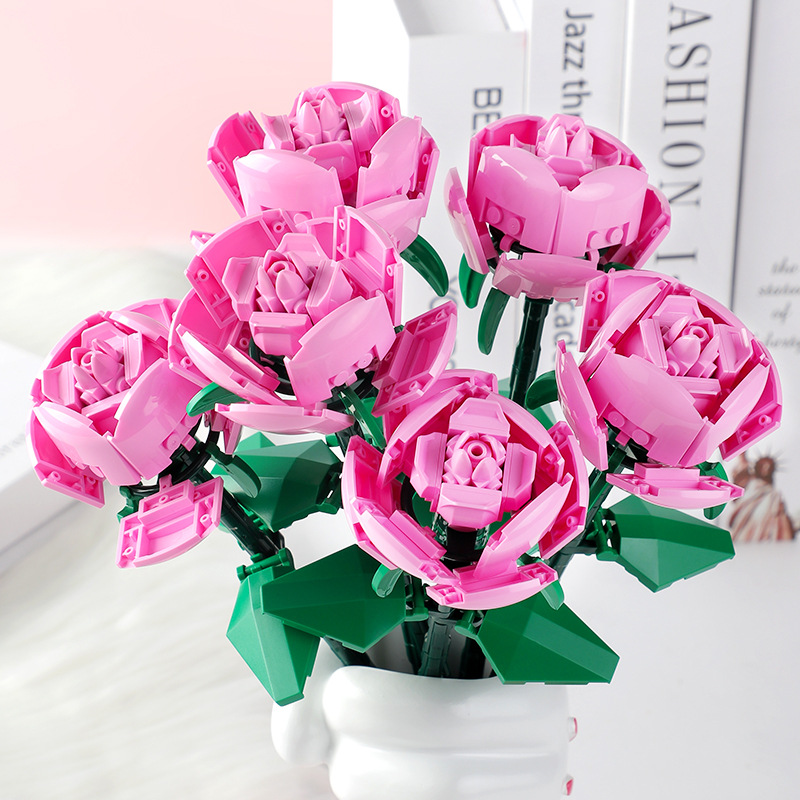 Presente Do Dia Dos Namorados Pequenos Blocos De Construção De Partículas Rose Decoração Educacional