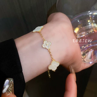 DREJEW 18K Gold Sweet Small Fresh Zircon Flower Bracelet Pulseira Leve Luxo Simples Versátil Personalizada Mulher Hipoalergênica