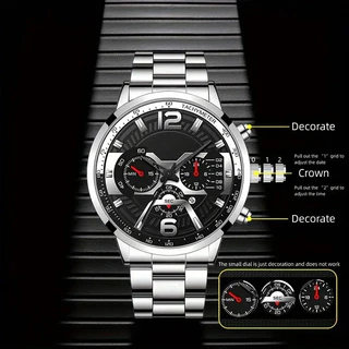 Conjunto de 3 peças Kegllect Conjunto de relógio masculino estilo empresarial relógio de quartzo conjunto de presente ma