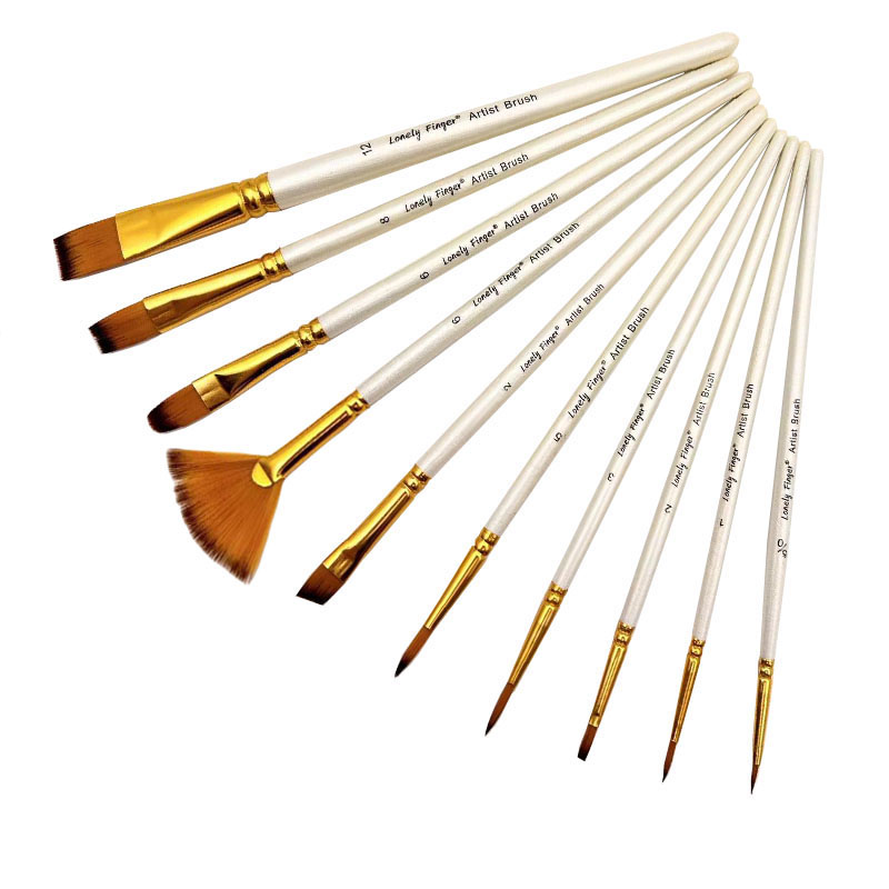 10pcs pincéis de pintura de artista de nylon premium definem pincéis diferentes