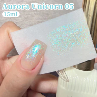 XEIJAYI 1pc 15ml Série Aurora Unicorn , Nova Primavera E Verão , Pó Brilhante Ultrafino De Cor Branca Unicórnio Adesivo De Esmalte De Lantejoulas