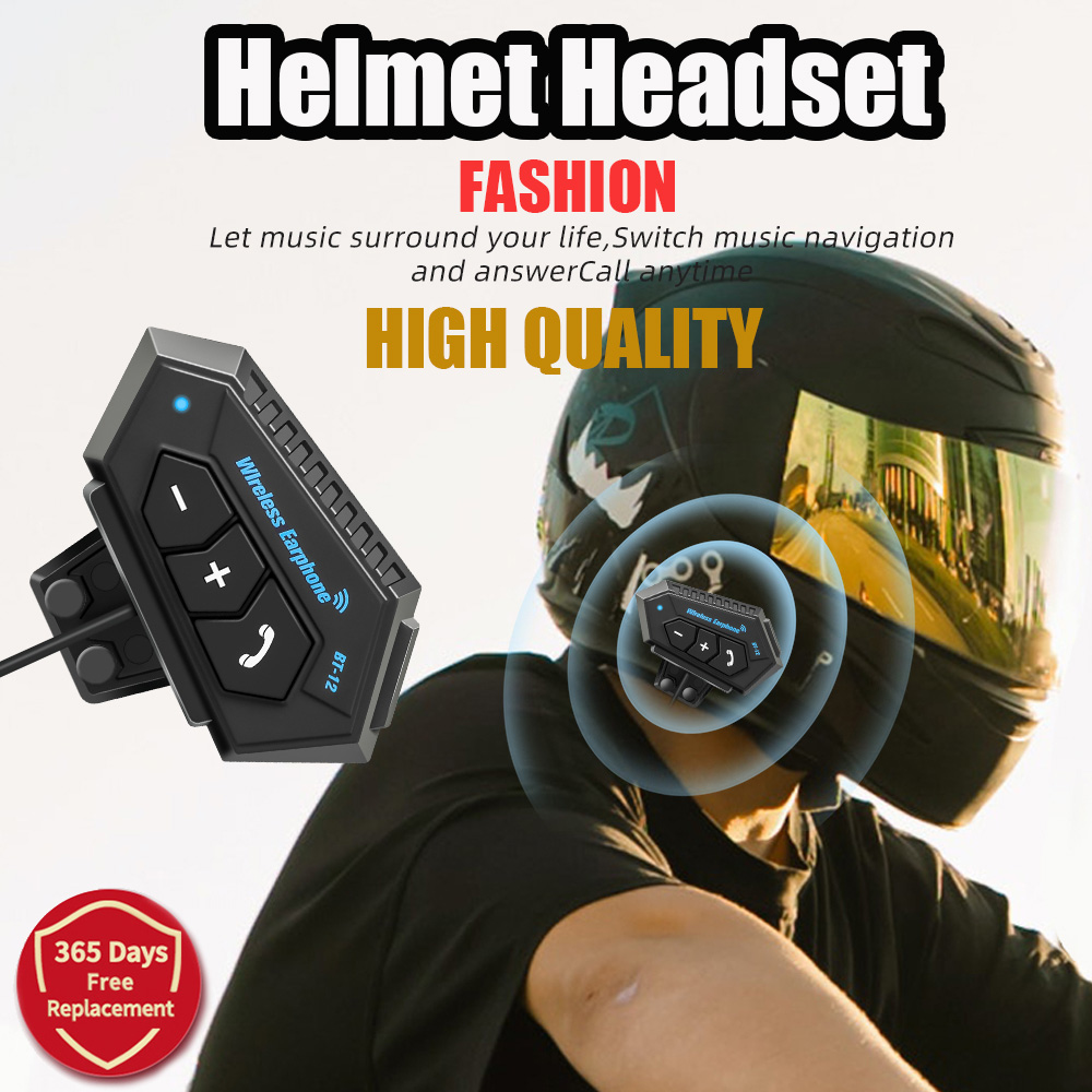 Fone De Ouvido De Motocicleta BT12 Kit De Chamada Mãos-Livres Stereo Anti-Interferência Sem Fio À Prova D'água