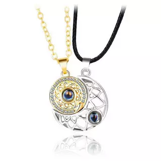2 amor sol lua casal projeção colar masculino feminino par pingente ímã nicho Design All-Match clavícula corrente