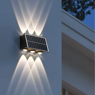 Lâmpada de Parede Solar Novo Estilo Lâmpada de Parede Luminosa para cima e para baixo Lâmpada de Parede Luminosa Lâmpada de Parede Luminosa Sensor de Controle de Luz de Pátio de Paisagem Luz Automática