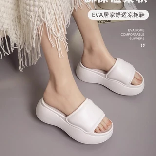 Pés De 7,0cm Sentimento Eva Cool Slippers for Women Summer Home , Aumento Da Altura Interior , Sola Grossa , Desgaste Externo Macia , Praia De