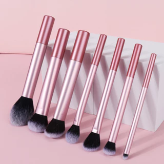 7 Pink Conjunto de Escova de Maquiagem Profissional Conjunto de Escova de Pó Solto Escova de Pó Solto Escova de Pó para Sombra Conjunto Completo Conjunto de Presente de Viagem