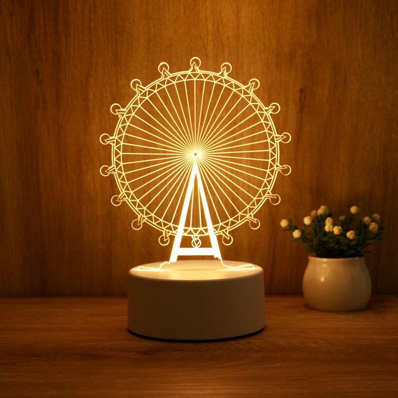 Lâmpada Nocturna 3D Ferris Roda Gigante usb design Quarto De Dormir Luz LED Melhor Presente Dia Dos Namorados