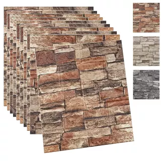 Painel De Parede 3D Auto-Adesivo Resistente A Impacto Espesso De 7mm Descascador E Bastão , 10 Pacote 57 Sq Ft Espuma Antiga Azulejo Artificial Pedra Para Quarto
