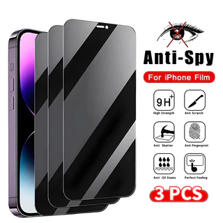 3 Unidades Protetor De Tela De Vidro Temperado De Privacidade Para iPhone 11 XR 12 13 14 15 16 Pro Max Plus X/XSMax