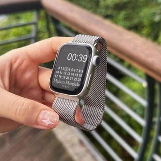 Pulseira De Relógio Estilo Milão Para iWatch S10 9 8 7 6 SE 5 4 3 2 1 Anel De Aço Inoxidável Magnética 49mm46mm38mm40mm4